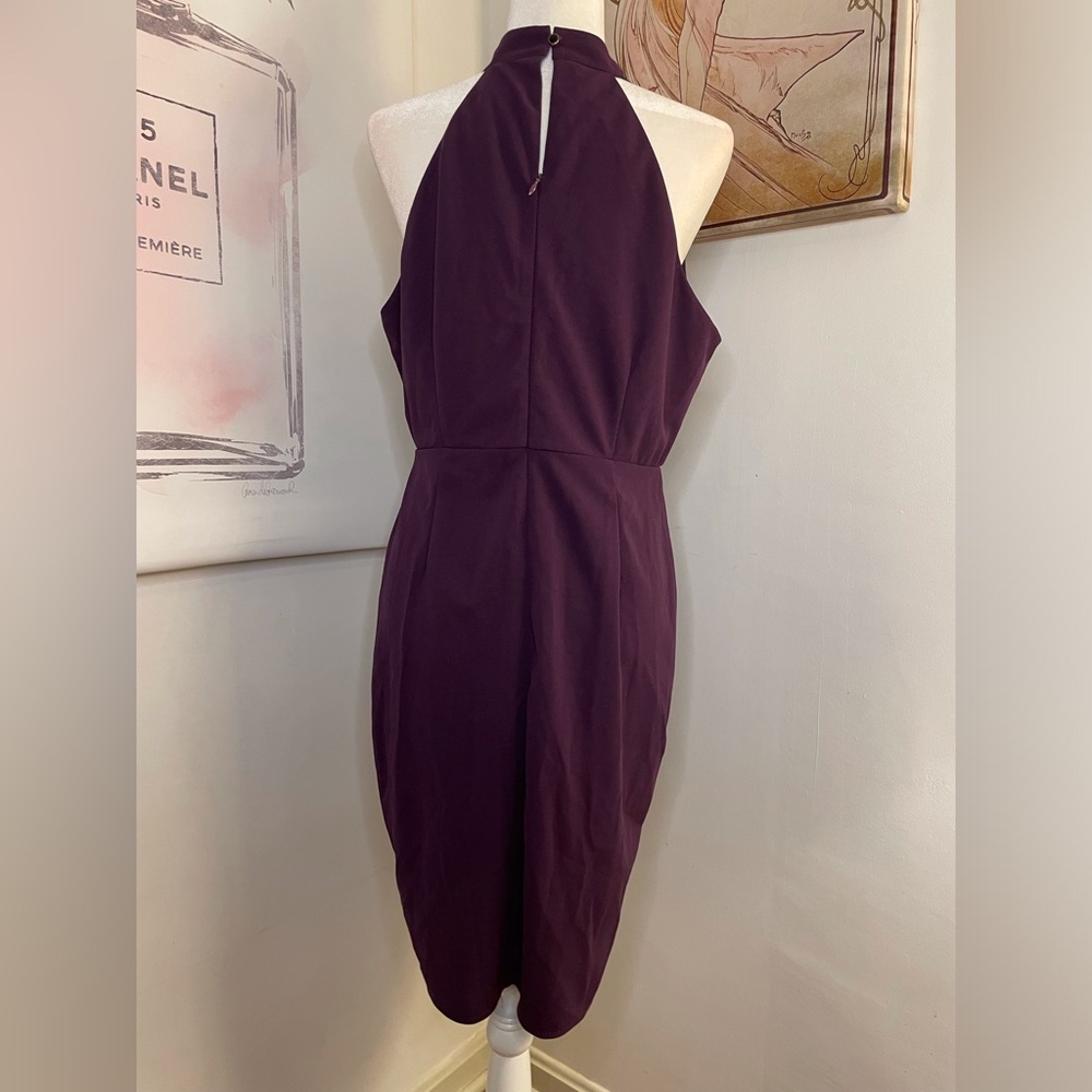 Sleeveless Halter Dress Knee Length Formal Size XL Purple - Picture 8 of 16